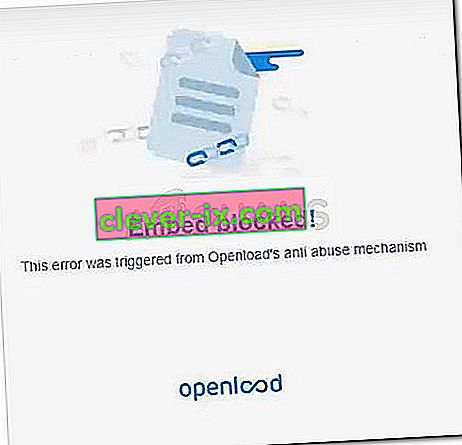 Bädda in blockerat!  Det här felet utlöstes från Openloads mekanism mot missbruk
