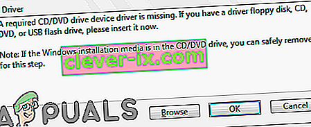 V zahtevanem gonilniku naprave za pogon CD / DVD manjka sporočilo o napaki