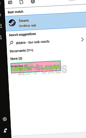Vyhľadajte Steam v ponuke Štart