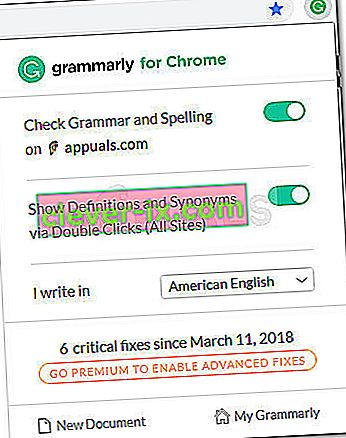 Proširenje Grammarly Chrome