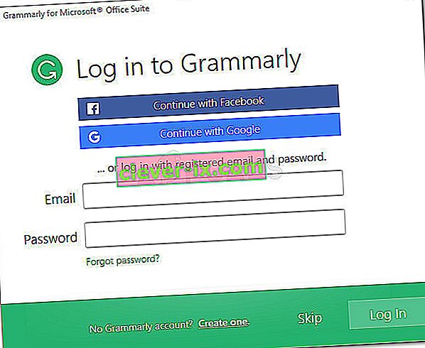 Connectez-vous avec vos informations d'identification Grammarly
