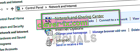 Centrum sítí a sdílení - ovládací panel