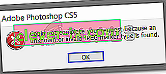 Kunne ikke fullføre forespørselen din fordi en ukjent eller ugyldig JPEG-markedstype ble funnet