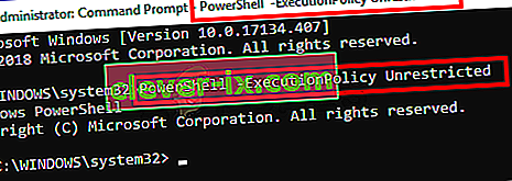 skriv PowerShell -ExecutionPolicy Ubegrænset i cmd