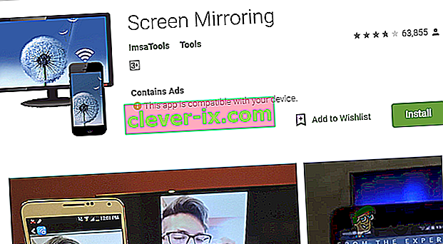 Instalace aplikace Screen Mirroring z obchodu Google Play