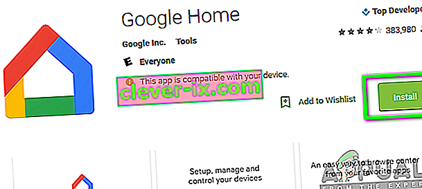Installer l'application Google Home à partir du Google Play Store