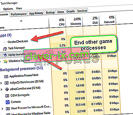 Arrêt d'autres jeux (Ubisoft dans cet exemple) dans Windows 10