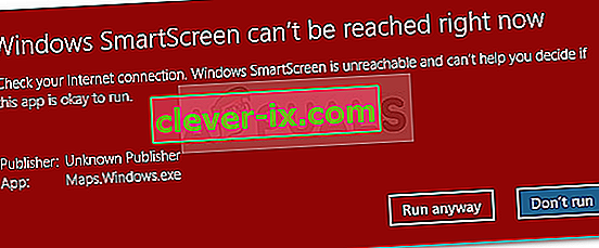 SmartScreen ne peut pas être atteint pour le moment
