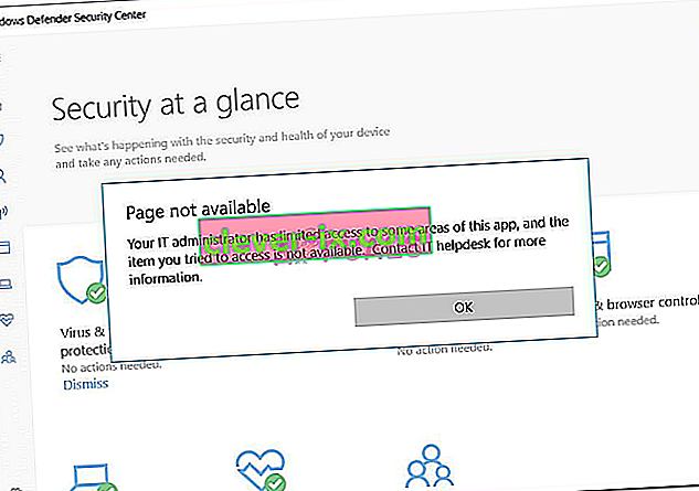 Chyba programu Windows Defender