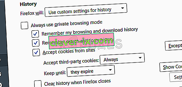 Firefox - Accepter tredjepartscookies
