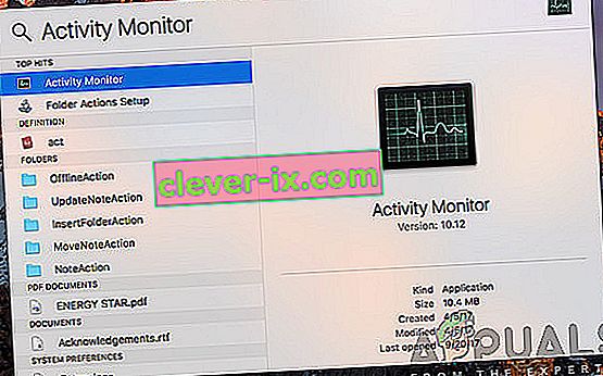 Søger efter Activity Monitor - Mac OS