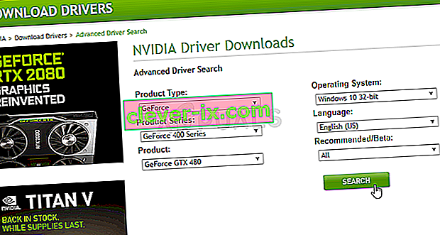 Ricerca driver NVIDIA