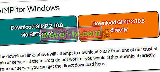 Download af GIMP-installationen eksekverbar 