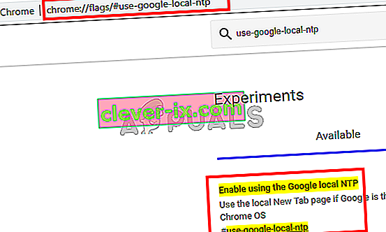 typ chrome: // flags / # use-google-local-ntp en druk op enter