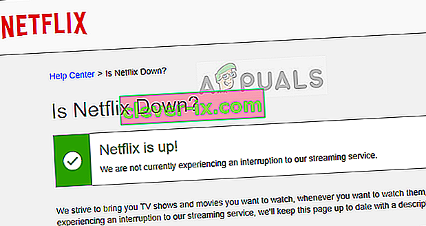 Stanje strežnika na uradni spletni strani Netflix