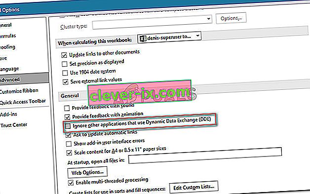 Aktivera DDE-protokollet i Excel