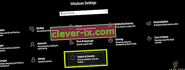 Åbning af opdateringer og sikkerhed - Windows 10-indstillinger