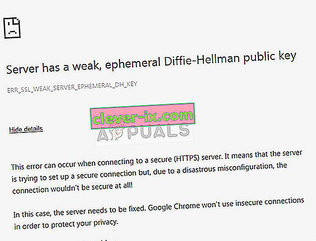 Server má slabý dočasný veřejný klíč Diffie-Hellman